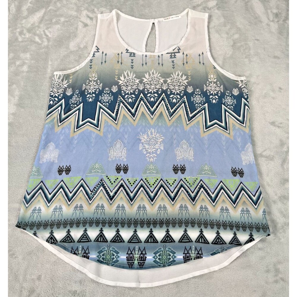 Be Vocal Voice of California Sleeveless Blouse XL Chevron Aztec Studded Boho